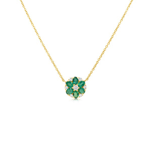 Diamond and Emerald Flower Pendant