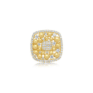 Brushed Finish Bubbled Gold Diamond Ring