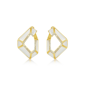 Geometric Diamond and Mother of Pearl Earrings