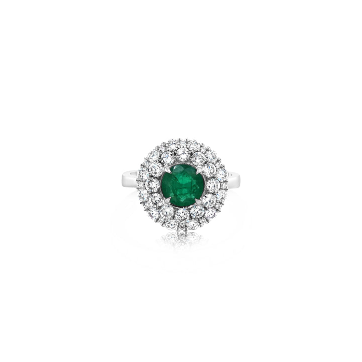 Round Emerald Center Diamond Ring