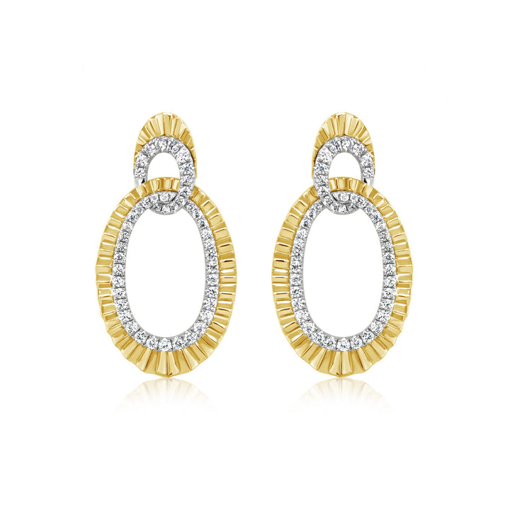 Linked Two-Tone Grooved Diamond Earrings
