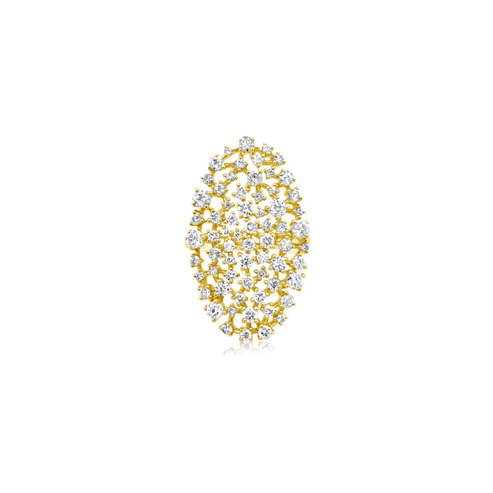 Yellow Gold Oval Diamond Cluster Ring