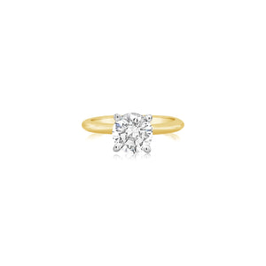Basket Set Two-Tone Solitaire Diamond Engagement Ring