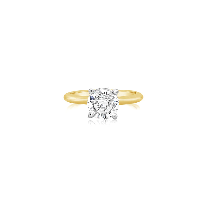 Basket Set Two-Tone Solitaire Diamond Engagement Ring