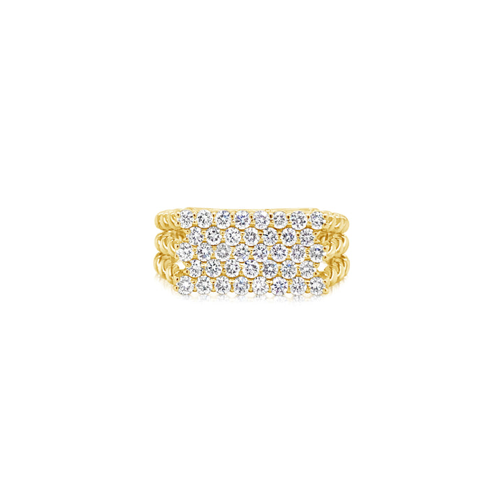Twisted Gold Diamond Pavé Ring