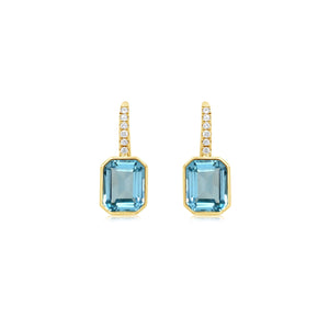 Diamond and a Sky Blue Topaz Earrings - Doves by Doron Paloma