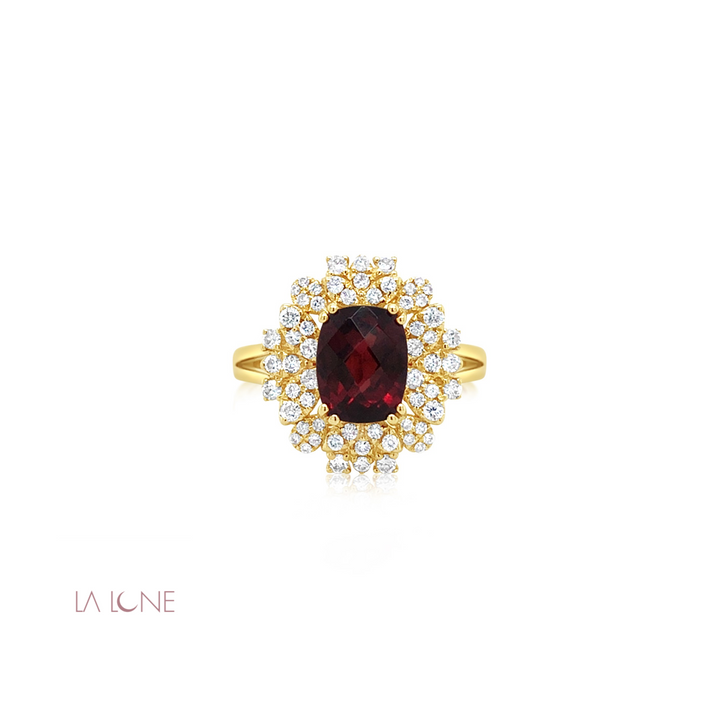 Small Diamond and Red Garnet Ring - LaLune