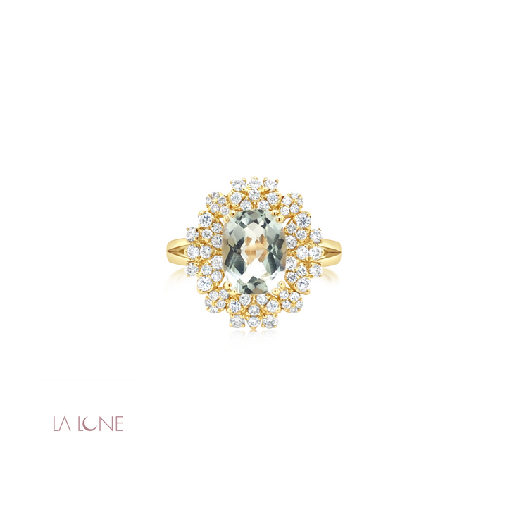 Small Diamond and  Green Amethyst Ring - LaLune