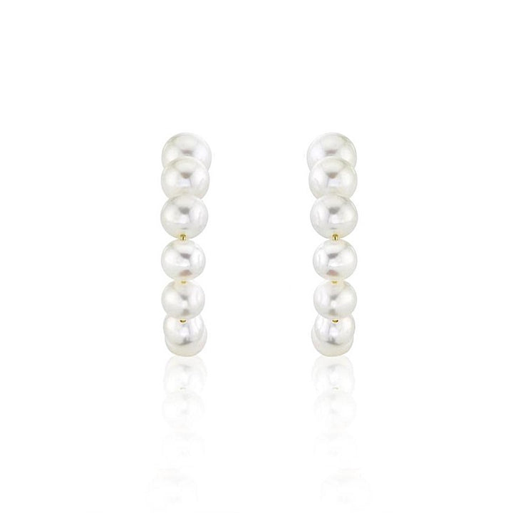 Graduated Pearl Hoop Earrings - Shy Creation