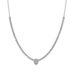 Diamond Tennis Necklace With Pear Center - Shy Creation