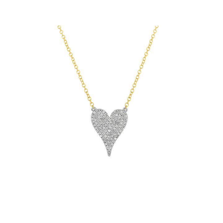 Two-Tone Diamond Pavé Heart Pendant - Shy Creation