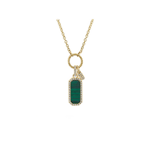 Diamond and Malachite Dog Tag Pendant - Shy Creation