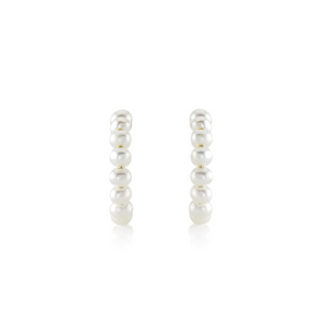 Graduated Pearl Huggie Earrings - Shy Creation