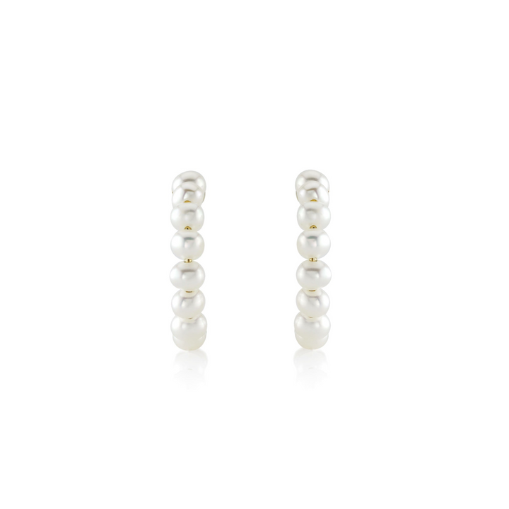 Graduated Pearl Huggie Earrings - Shy Creation