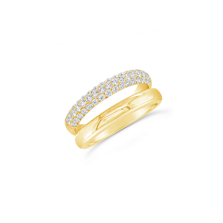 Double Band Thin Diamond Pavé Ring - Shy Creation