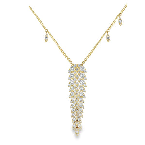 Diamond Leaf Pendant with Hanging Diamonds