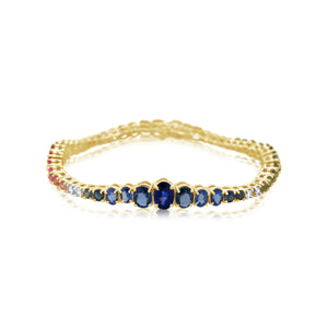 Multi-Colored Oval Sapphire Tennis Bracelet