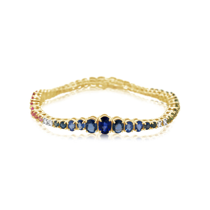 Multi-Colored Oval Sapphire Tennis Bracelet