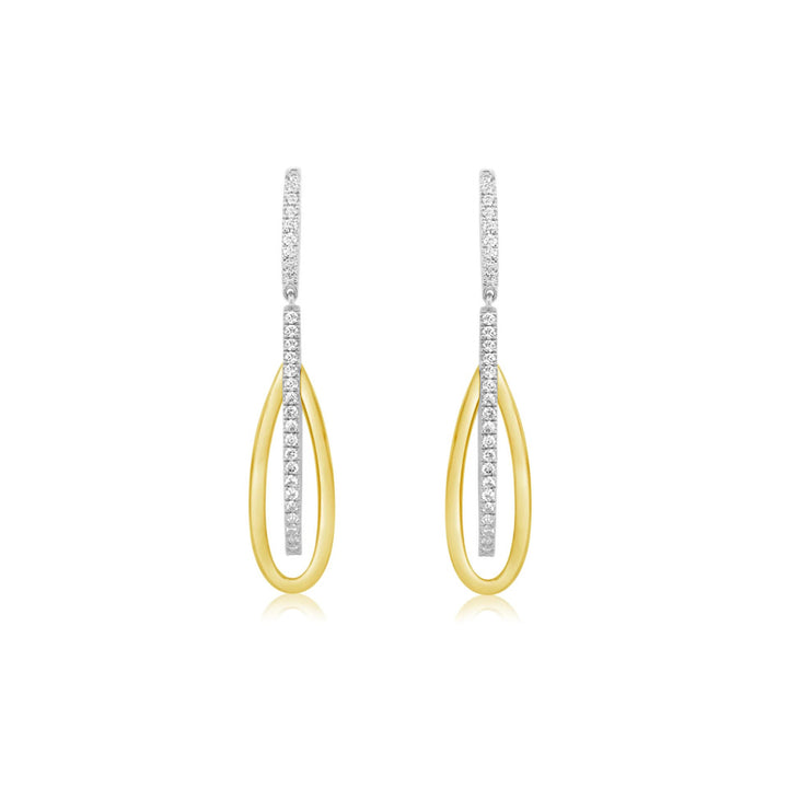 Double Looped Hanging Diamond Earrings