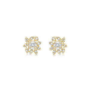 Multi Marquis Shape Diamond Illusion Stud Earrings