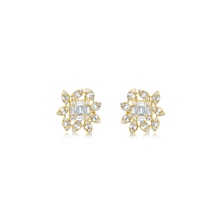 Multi Marquis Shape Diamond Illusion Stud Earrings