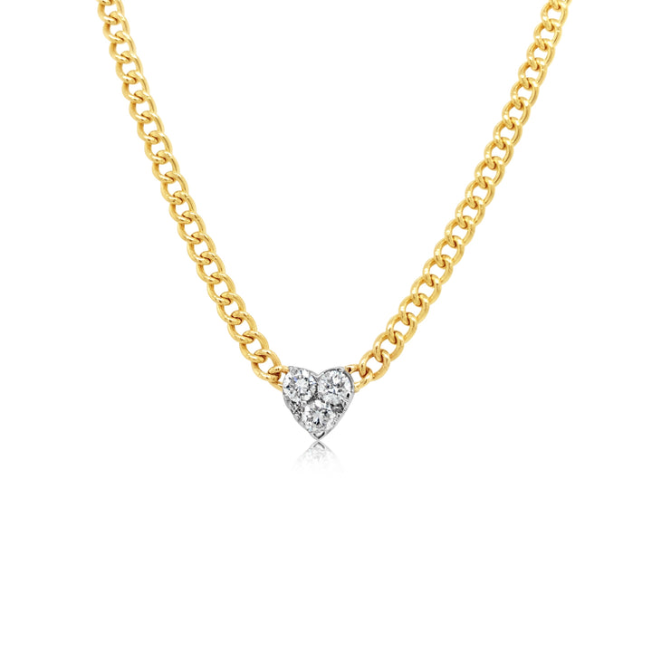 Cuban Chain Single Heart Diamond Necklace