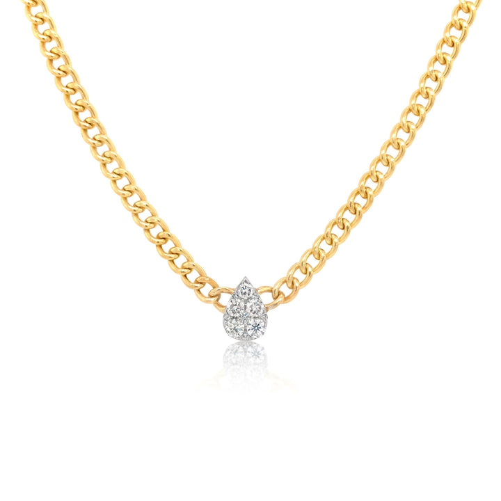Cuban Chain Diamond Pear Necklace