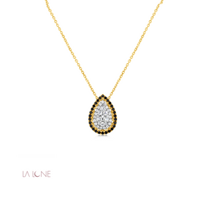 Black and White Diamond Halo Pear Pendant - LaLune