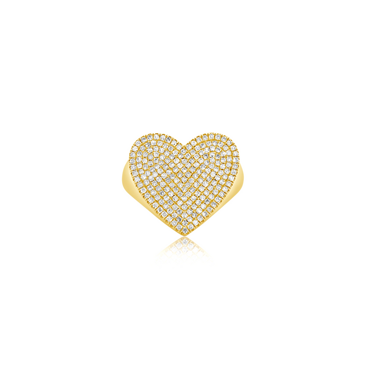 Large Pavé Front Diamond Heart Ring