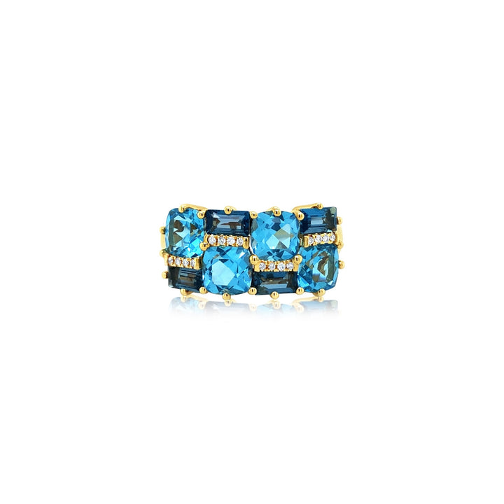 Layered Diamond and Blue Topaz Ring