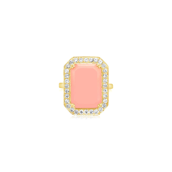 Diamond-Framed Pink Opal Ring - Doves by Doron Paloma
