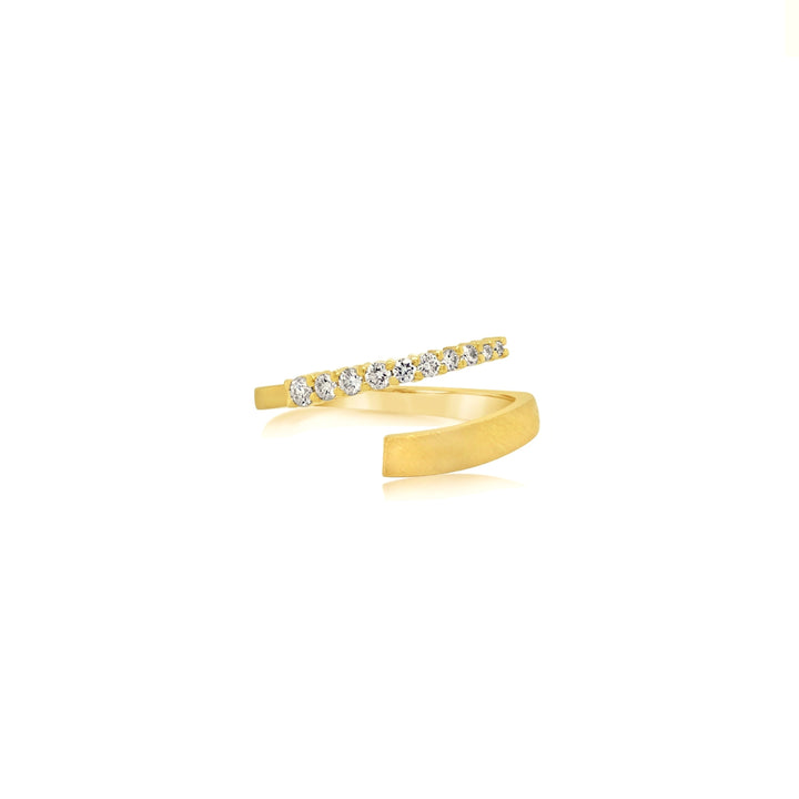 Brushed Gold Diamond Twist Ring - Marika