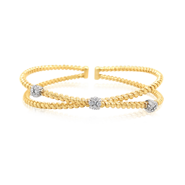 Wired Gold Diamond Crossover Bangle