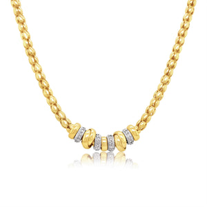 Gold Mesh Multi-Ring Diamond Necklace