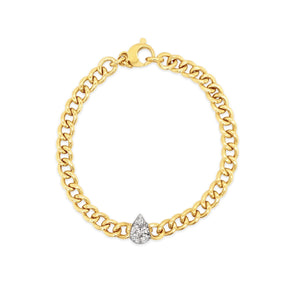 Cuban Chain Diamond Pear Bracelet