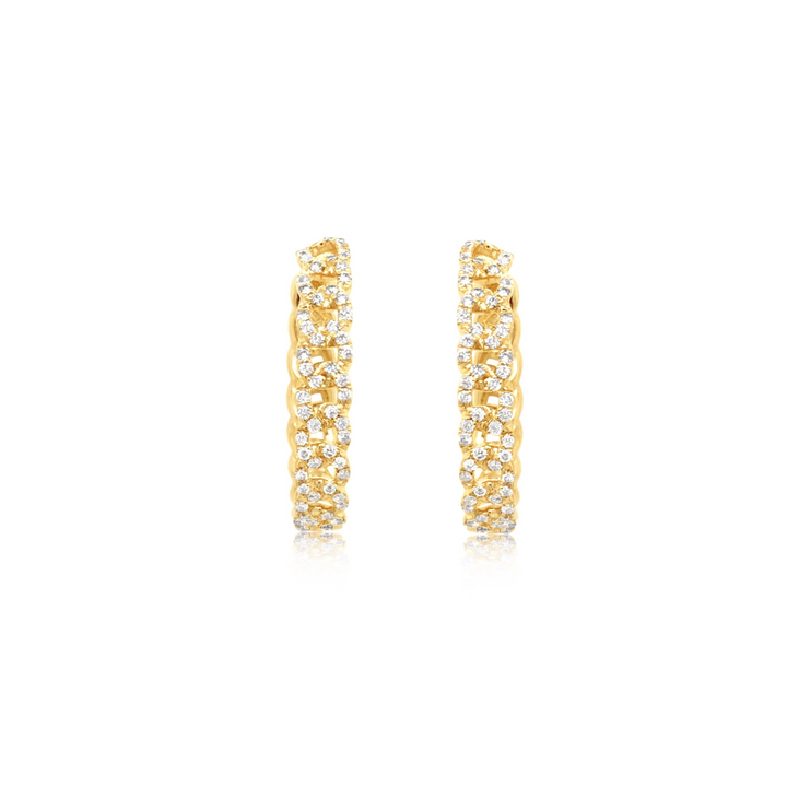 Diamond Link Hoop Earrings