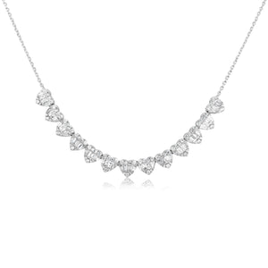 Round and Baguette Diamond Heart Strand Necklace