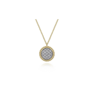Beaded Gold Round Diamond Pendant - Gabriel & Co.