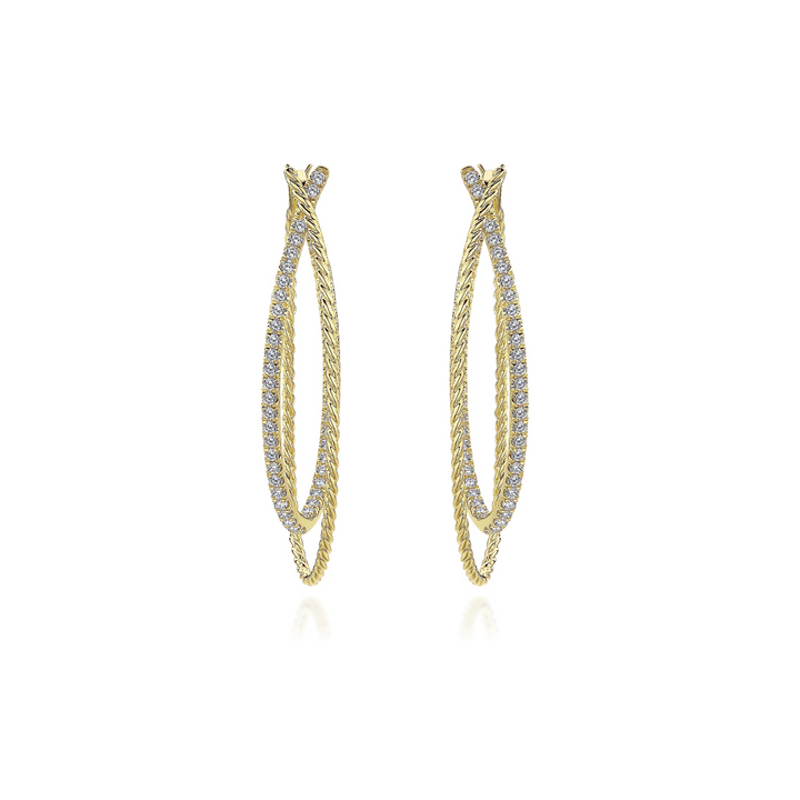 Twisted Diamond and Braided Oval Hoop Earrings - Gabriel & Co.