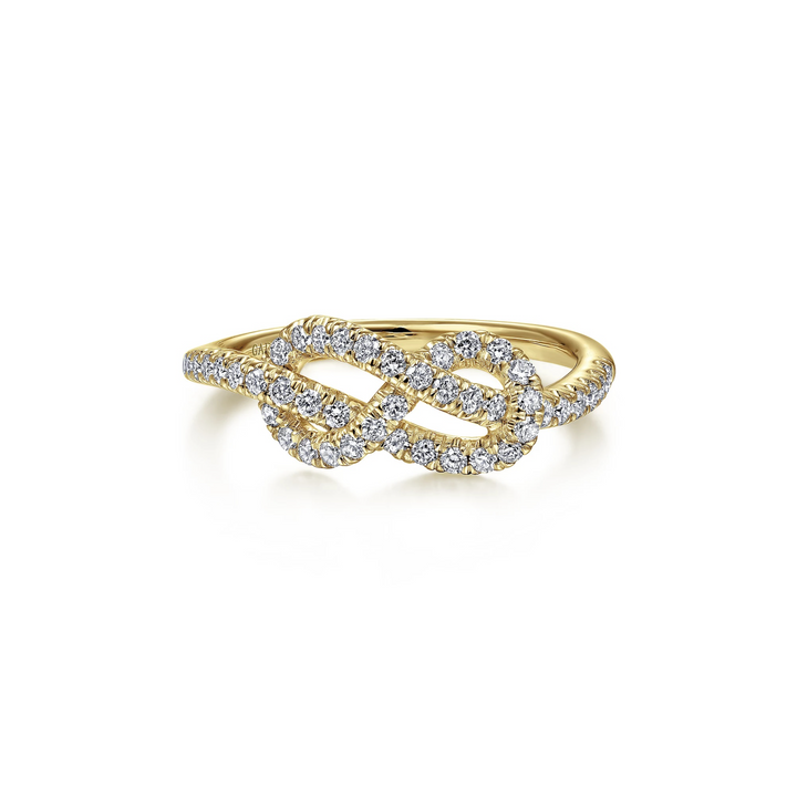 Yellow Gold Diamond Twisted Knot Ring - Gabriel & Co.