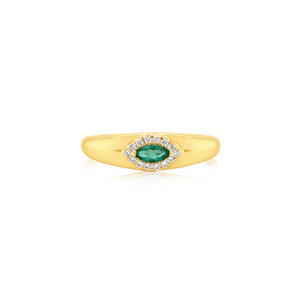 Marquise Shape Emerald and Diamond Ring