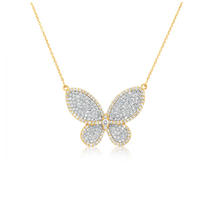 Two-Tone Diamond Butterfly Pendant