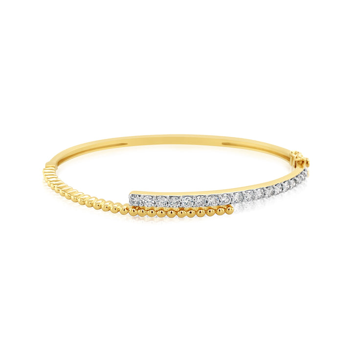 Beaded Gold and Diamond Back and Forth Bangle