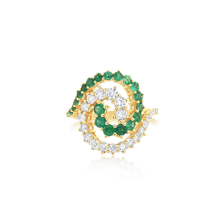Diamond and Emerald Swirl Ring
