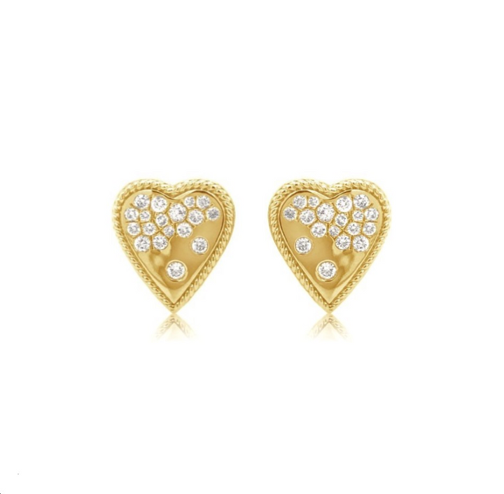 Diamond Confetti Heart Studs