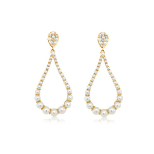 Diamond and Pearl Teardrop Earrings