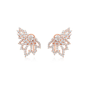 Rose Gold Winged Diamond Crawler Earrings