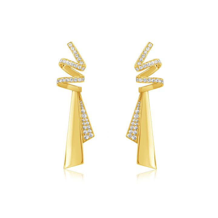 Yellow Gold Diamond Statement Earrings