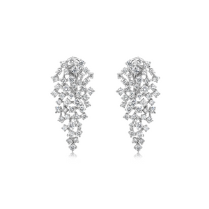 White Gold Diamond Cluster Earrings