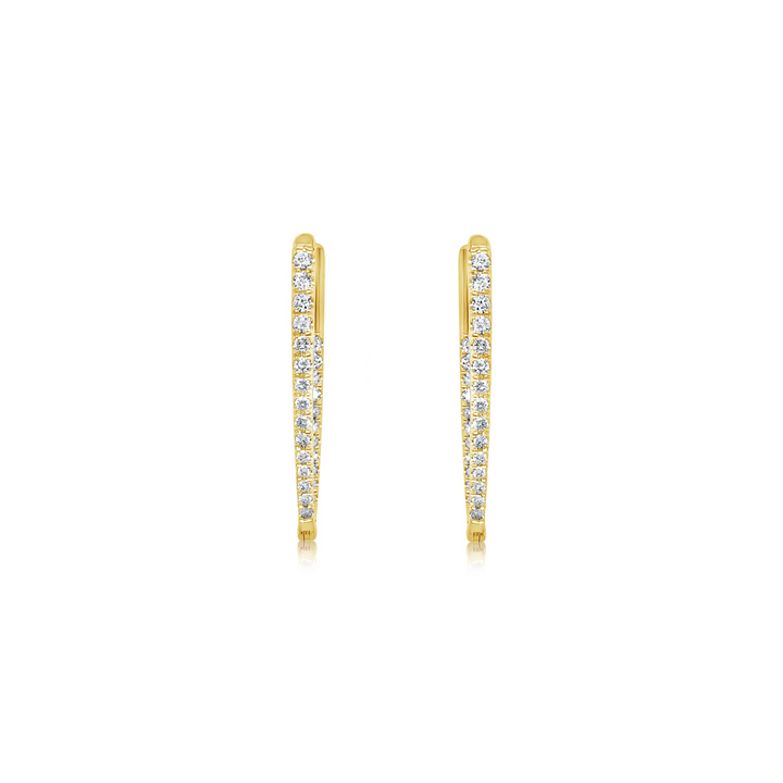 Yellow Gold Diamond V Hoop Earrings